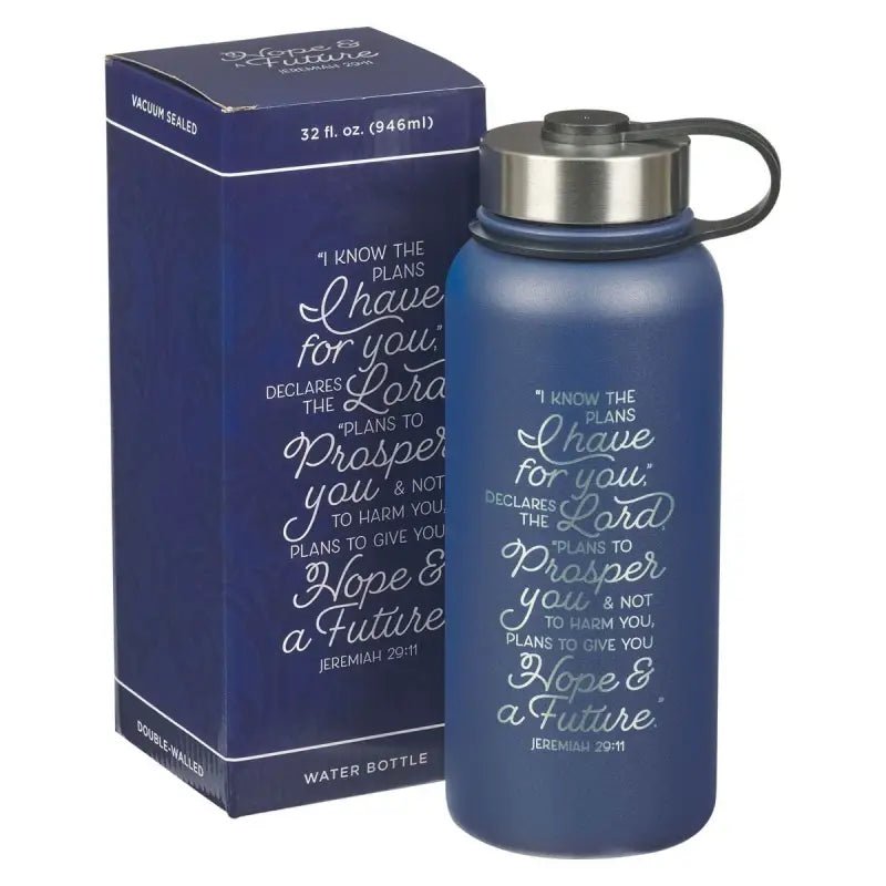 I Know the Plan Blue Stainless Steel Water Bottle - Jeremiah 29:11 - Water Bottles