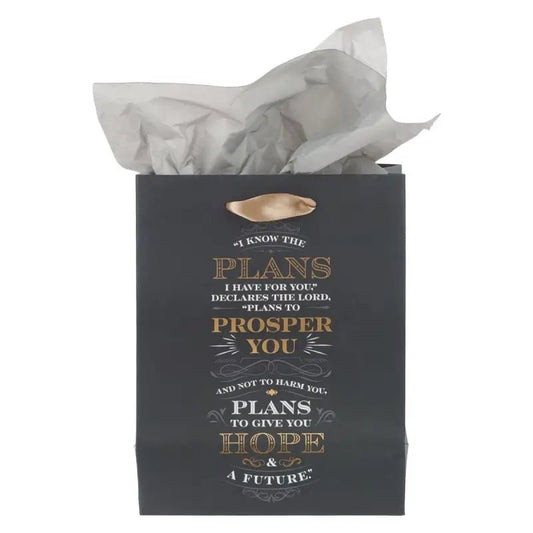 I Know the Plans Gray Medium Gift Bag - Jeremiah 29:11 - Gift Bags