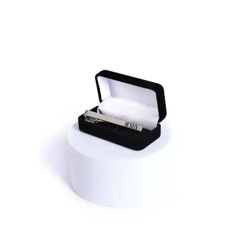 ’Jesus’ Laser Etched Silvertone Men’s Christian Silver Tie Bar - Tie Bars
