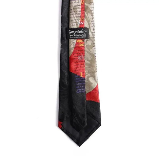 John 3:16 Men’s Black Christian Tie – Handprinted Faith-Inspired Polyester Necktie - Neckties