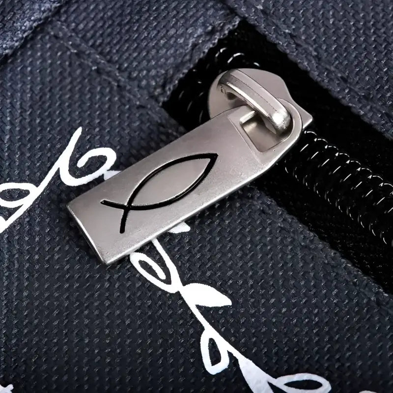 Journey With God Christian Tote Bag - Purses zipper pull christian fish symbol