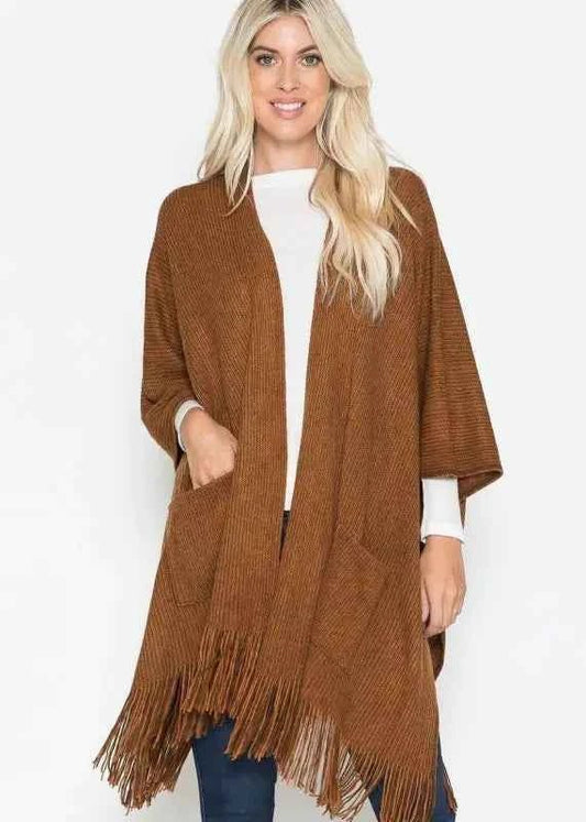Justin & Taylor Harlow Camel Shawl for Women with Fringe