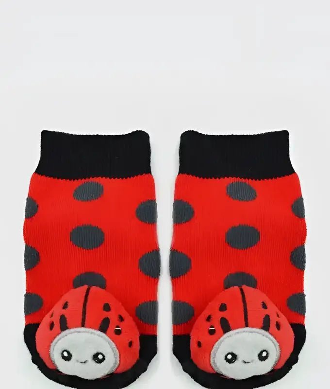 Ladybug Boogie Toes Rattle Socks - 0-1 - Baby Socks pair ladybug-themed socks