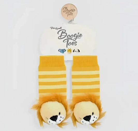 Lion Boogie Toes Rattle Socks - 0-1 - Baby Socks lion-themed baby socks