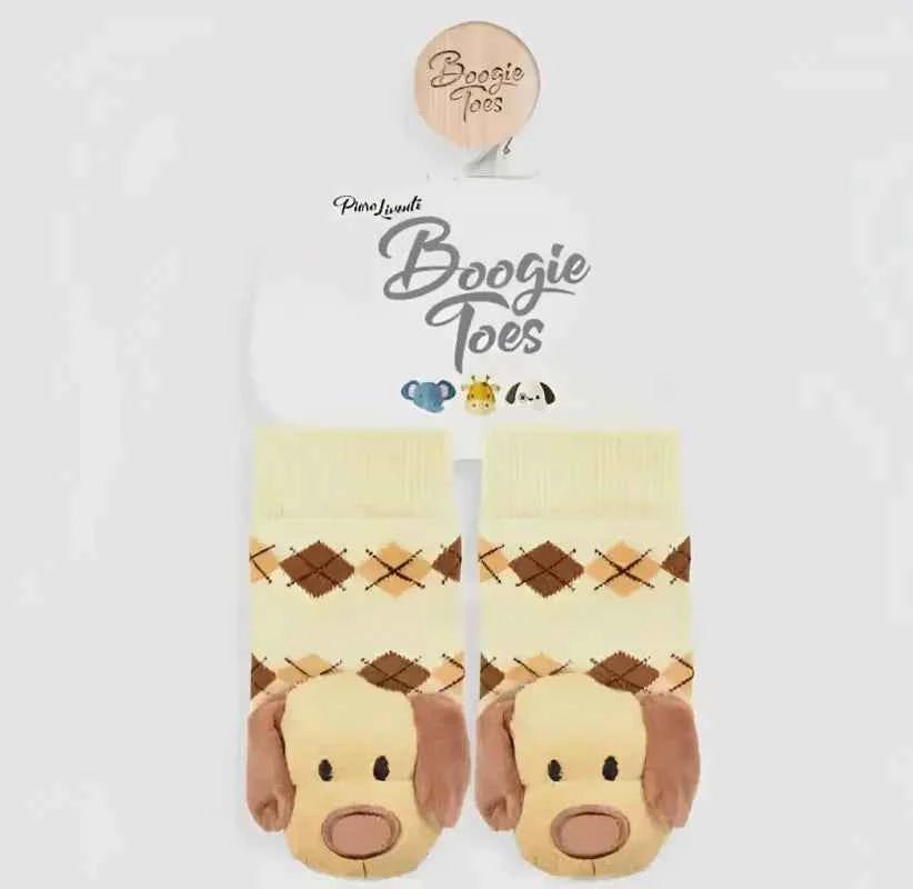 Liventi Brown Dog Rattle Socks for Babies Soft & Cozy