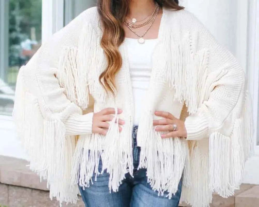 Long Sleeve Fringe Cardigan – Trendy, Cozy & Stylish