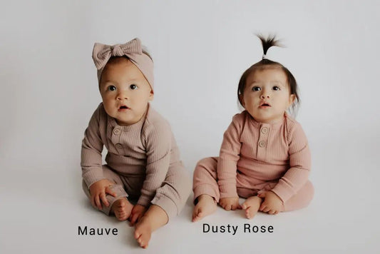 Mauve Baby Ribbed Playsuit with pockets by Three Little Tots - Toddler Pajamas