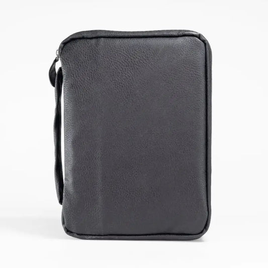 Midnight Black Pebble Grain Leather Bible Cover - Bible Covers