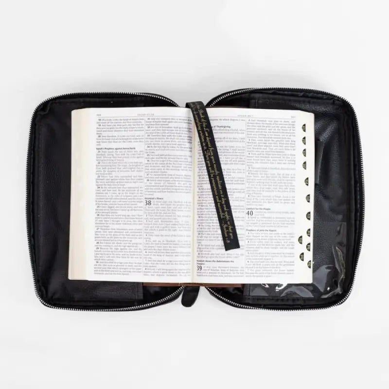 Midnight Black Pebble Grain Leather Bible Cover - Large - Bible Covers