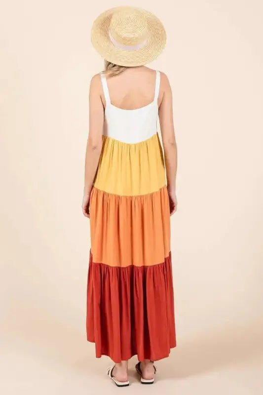 Mittoshop Color Block Tiered Pull-On Maxi Dress - Dresses