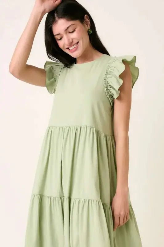 Mittoshop Ruffle Short Sleeve Tiered Maxi Dress - Dresses