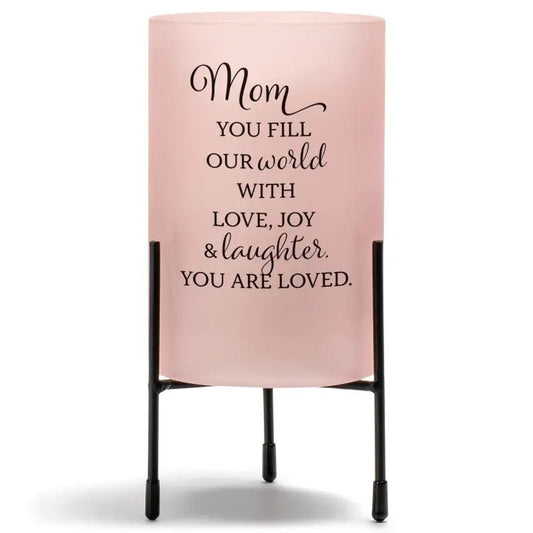 Mom Fill Our World With Love Glass Candleholder With Stand - Candle Holders