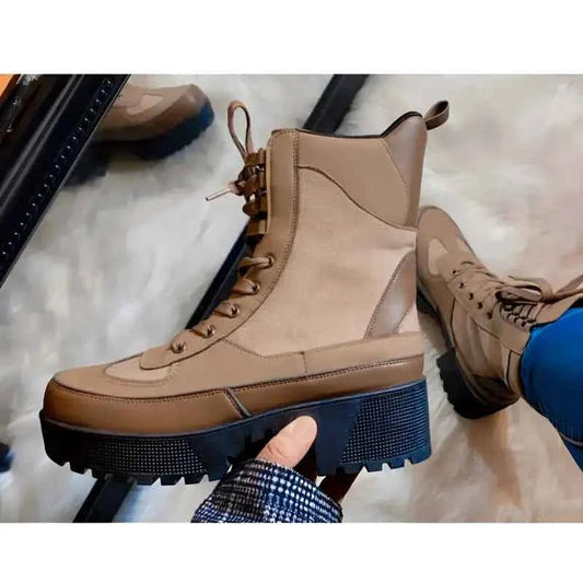 Moon Ryder Casual Lace Up Boots for Women Tan