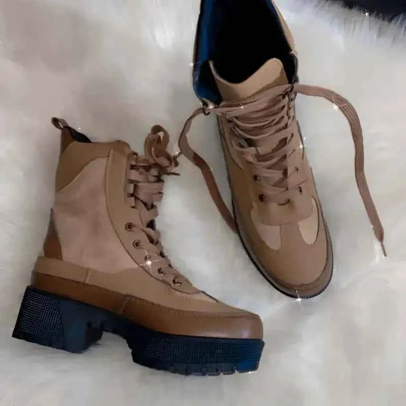 Moon Ryder Casual Lace Up Boots for Women Tan