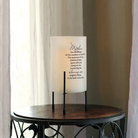 Mother You will Always Be My Sunshine Glass Candleholder With Stand - Candle Holders