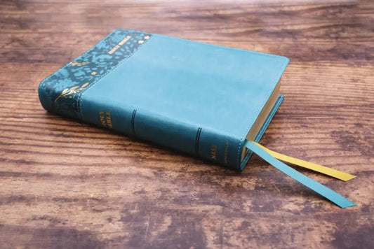 NASB Personal Size Bible Large Print Leathersoft Teal Red Letter - Bibles