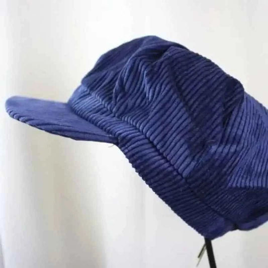 Navy Corduroy Cabbie Hat