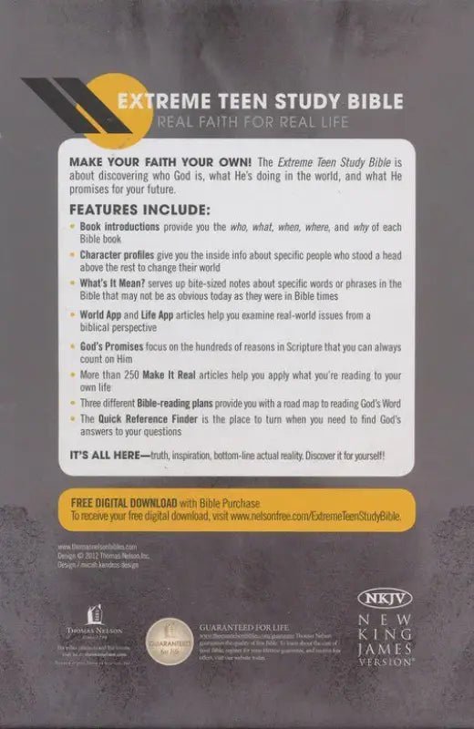 NKJV Extreme Teen Study Bible Leathersoft Gray - Bibles