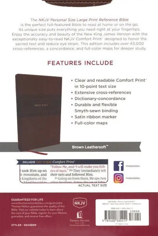 NKJV Large Print Personal Size Reference Bible – Leathersoft Cover - Bibles