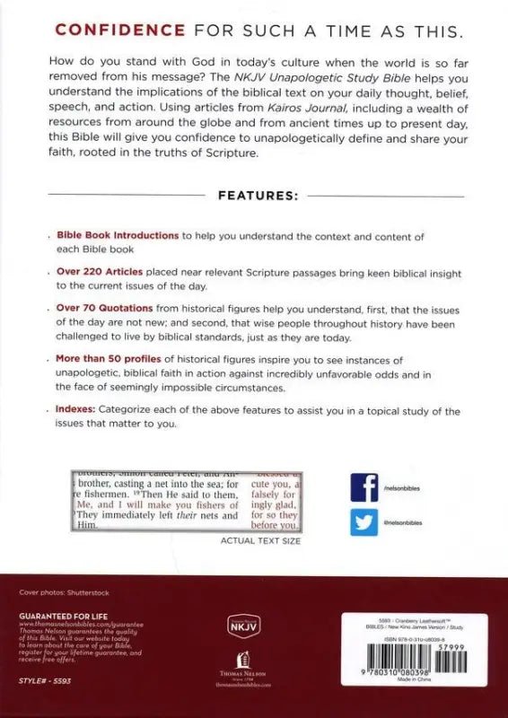 NKJV Unapologetic Study Bible Hardcover Red Letter - Bibles