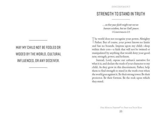 One Minute Prayers to Pray for Your Kids Prayer Book - Kids Books page book