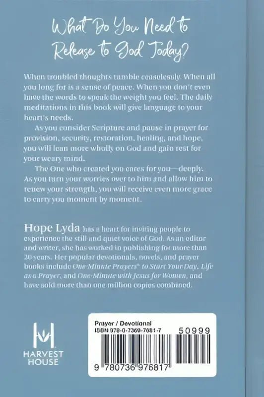 One Minute Prayers to Unwind a Worried Mind Devotional - Devotionals book cover inspirational text