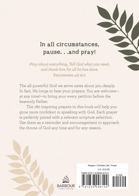 Pause and Pray: 180 Encouraging Devotional Prayers for Women - Devotionals book cover religious theme