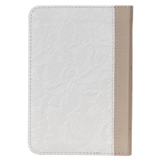 Pearlized White and Taupe Faux Leather King James Version Pocket Bible - Bibles