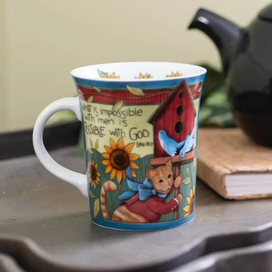 Possible With God Ceramic Garden Mug - Mugs decorated ceramic mug