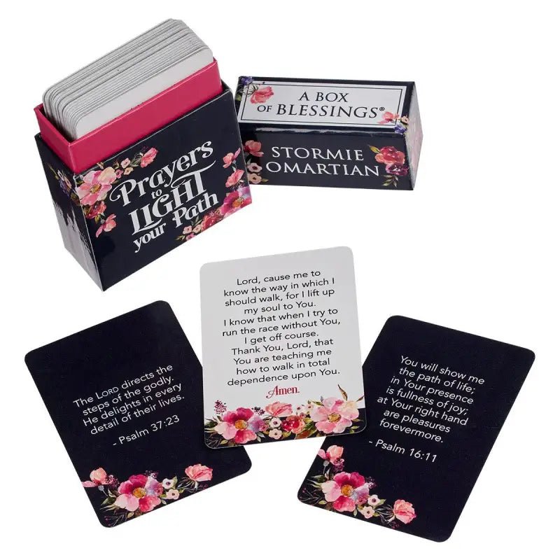 Prayers To Light Your Path - Box of Blessings Christian Prayer Cards - Box of Blessings prayer card set floral design