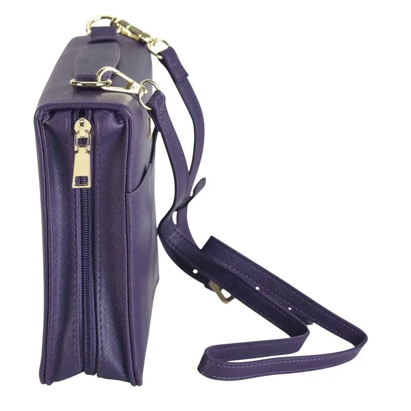 Rejoice Always Large Bible Cover - Bible Covers purple faux leather handbag gold