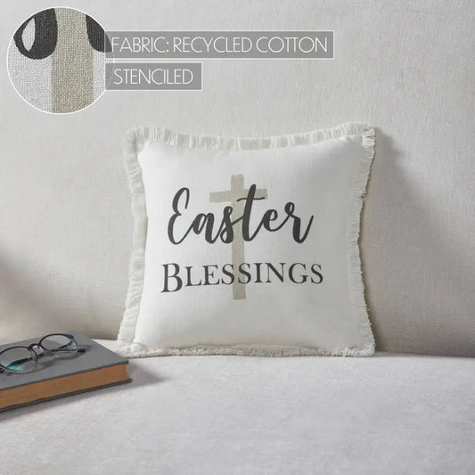 Risen Easter Blessings Cross 12x12 Pillow - Throw Pillows