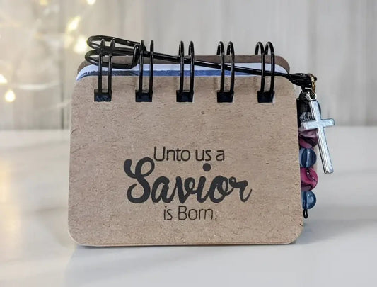 Savior Flip - Scripture Flips spiral-bound religious notebook cross charm