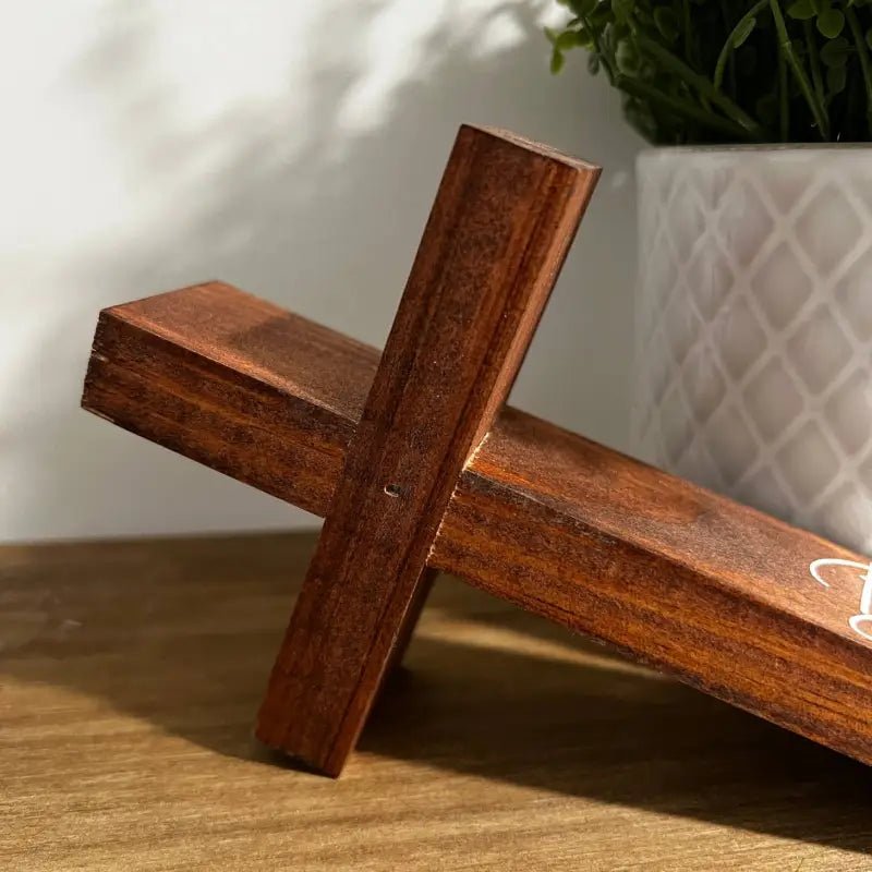 Script Grace Wood Cross - Brown - Large - Wooden Crosses wooden christian cross