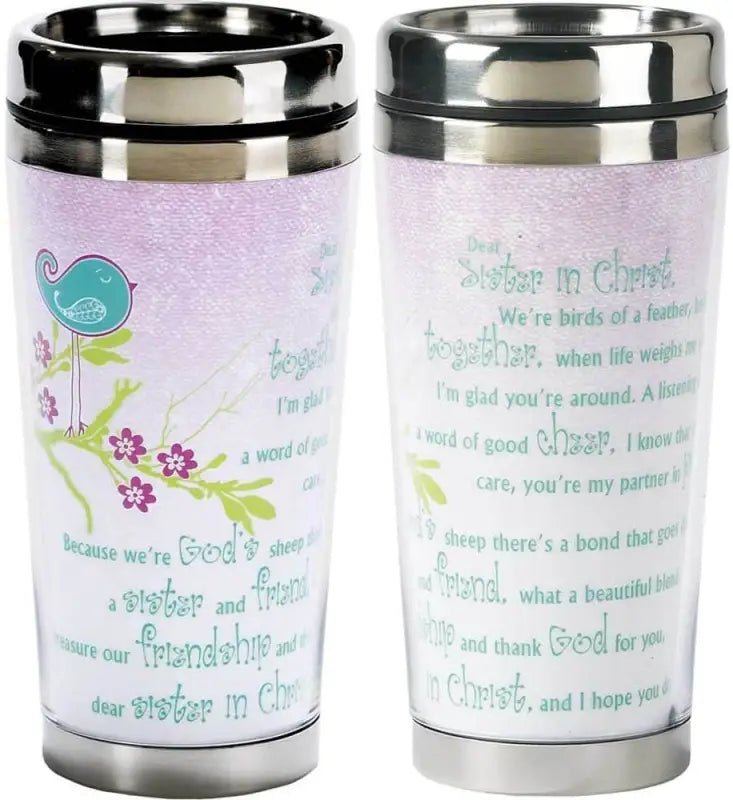 Sisters In Christ Travel Mug - Polymer Mugs two stainless steel travel mugs