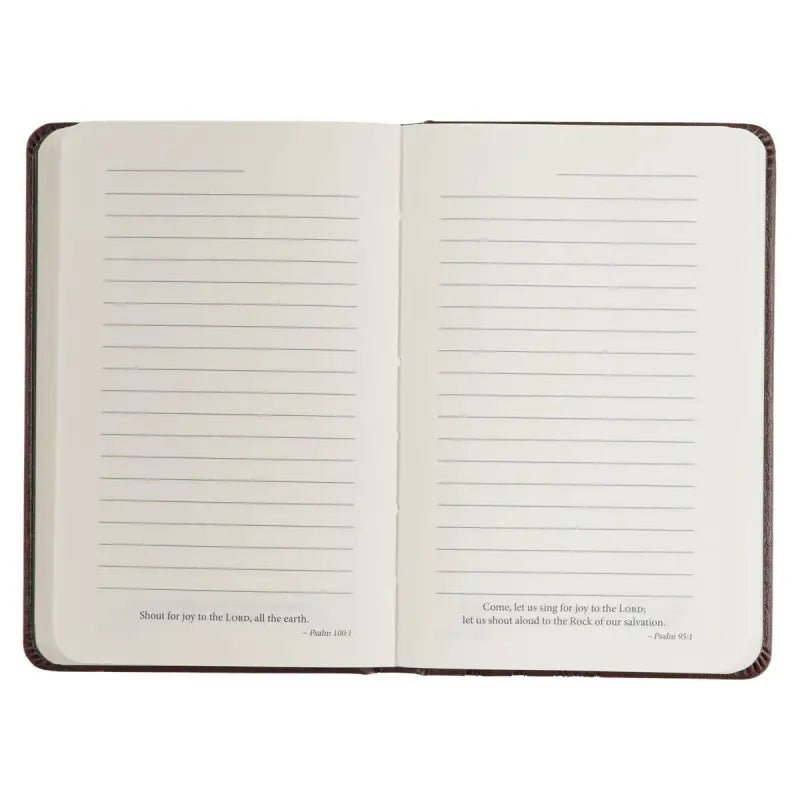 Strength and Defense Lion Walnut-Brown Faux Leather Hardcover Pocket Notebook with Elastic Band Closure - Exodus 15:2