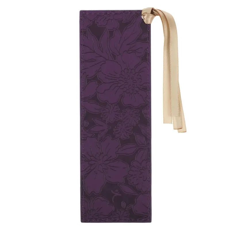 Strength and Dignity Purple Rose Faux Leather Bookmark’ - Proverbs 31:25 - Bookmarks