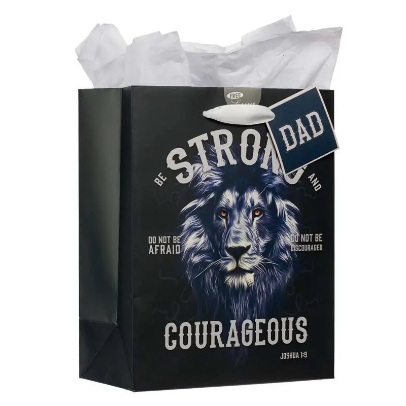 Strong and Courageous Dad Medium Gift Bag - Joshua 1:9 - Gift Bags