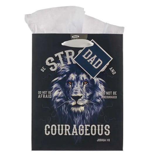 Strong and Courageous Dad Medium Gift Bag - Joshua 1:9 - Gift Bags