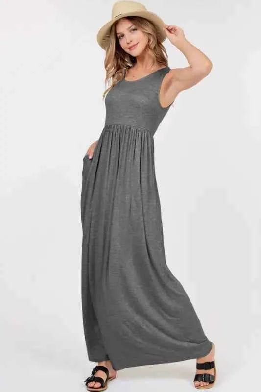 Summer Sleeveless Maxi Dress With With Pockets