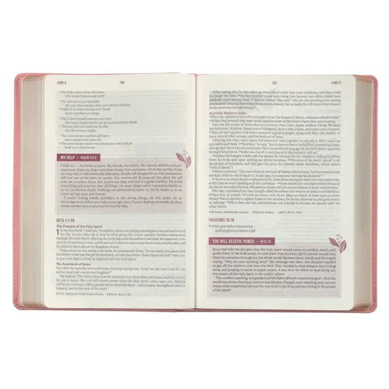 Sunrise Pink Floral Faux Leather NLT Everyday Devotional Bible for Women - Bibles