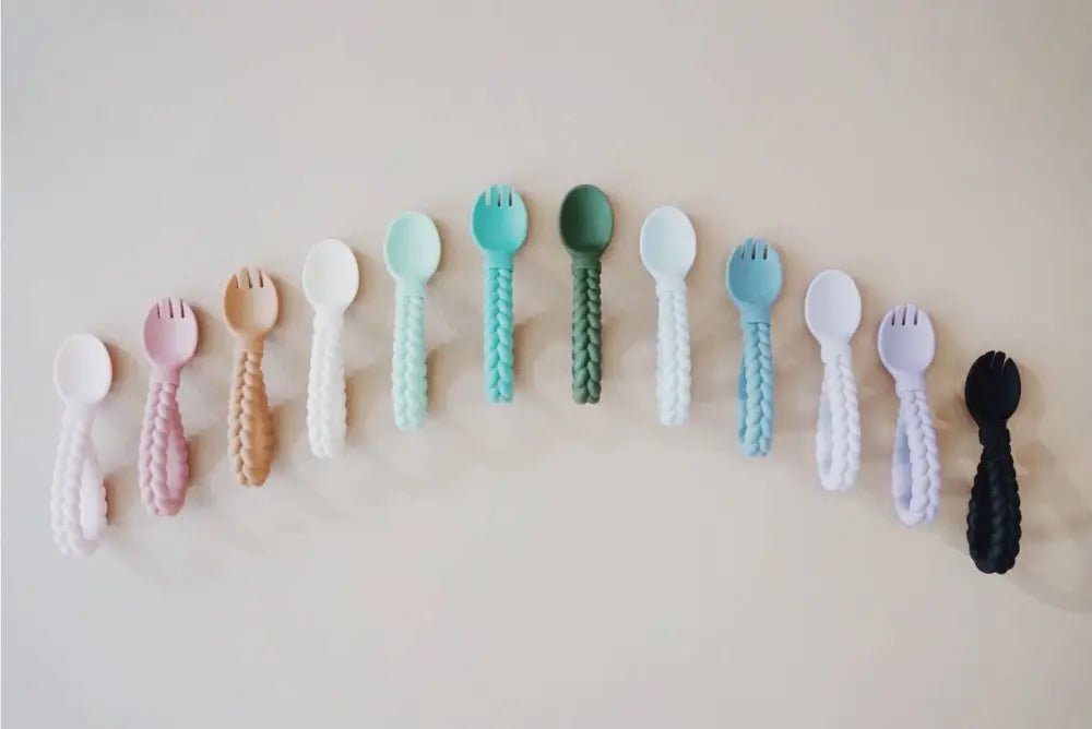 Sweetie Spoons™ Spoon + Fork Set - Baby Spoon & Fork Sets colorful baby utensils