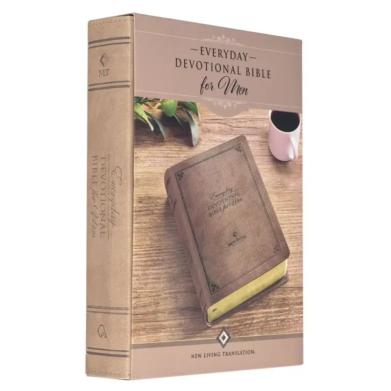 Tan Faux Leather NLT Everyday Devotional Bible for Men - Bibles