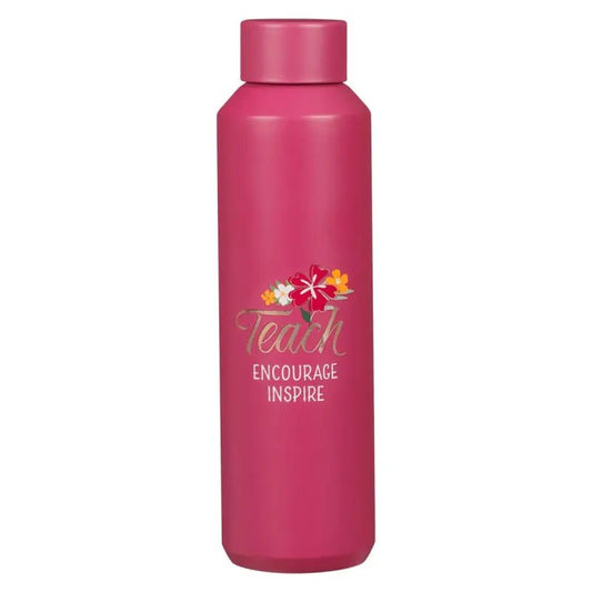 Teach Encourage Inspire Fuchsia Pink Stainless Steel Water Bottle - Water Bottles