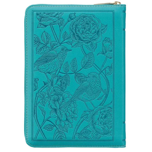 Teal Faux Leather Compact King James Version Bible with Zipper Closure - Bibles