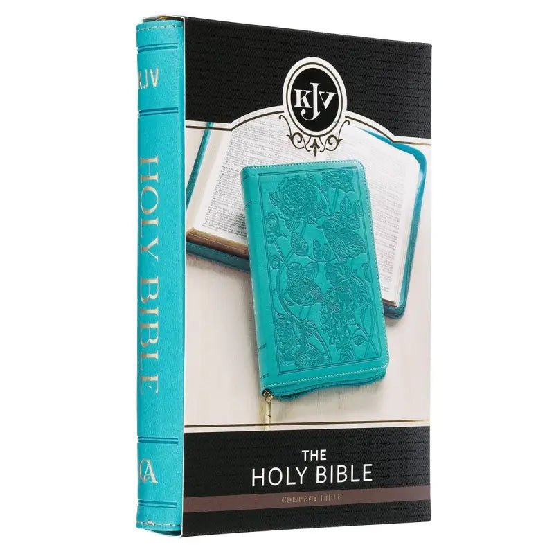 Teal Faux Leather Compact King James Version Bible with Zipper Closure - Bibles