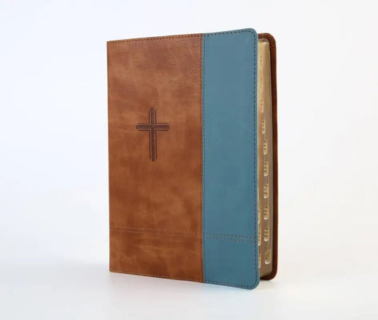 The Barbour Simplified KJV Large Print Bible - Rust & Stone Cross Design - Bibles