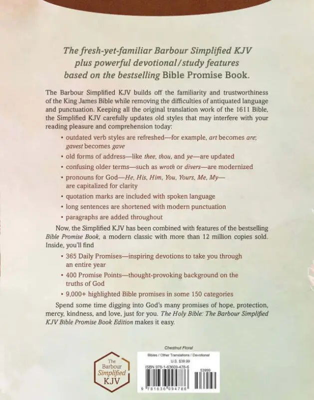 The Chestnut Floral SKJV Holy Bible - Bibles cover bible