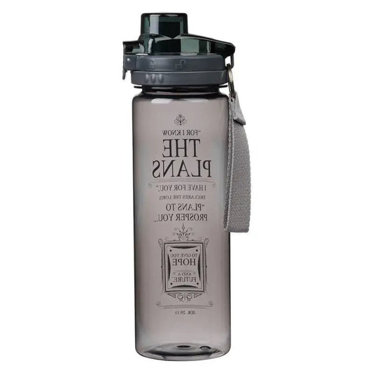 The Plans in Black Plastic Water Bottle - Jeremiah 29:11 - Water Bottles