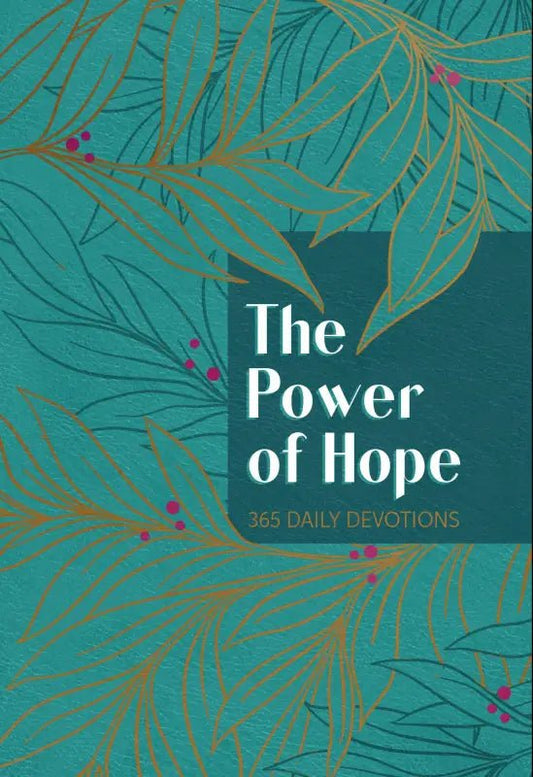 The Power of Hope 365 Daily Devotional - Devotionals teal book gold leaf design